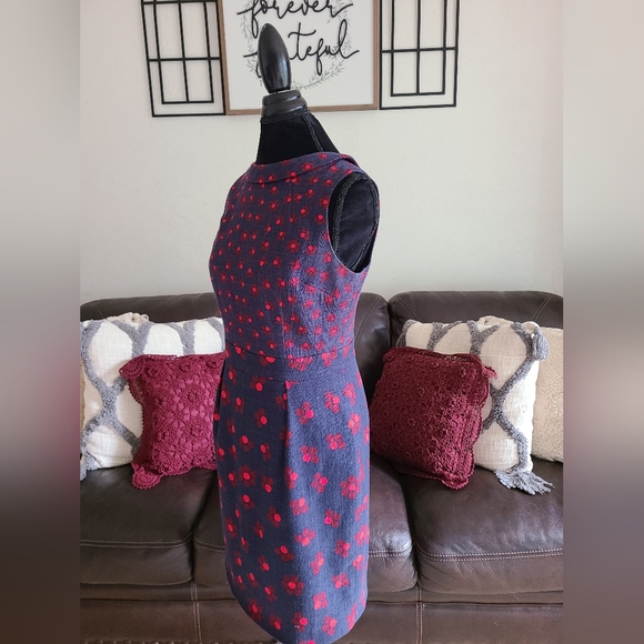 BODEN Martha Shift Sleeveless Knee-Length Polka Dot Dress Size US 8R Navy/Red - Picture 5 of 13